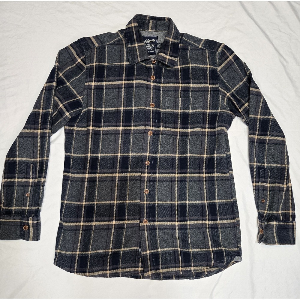 GRAYERS Heritage Flannel Shirt Mens Med Blue Gray Plaid Cotton Rugged Outdoor